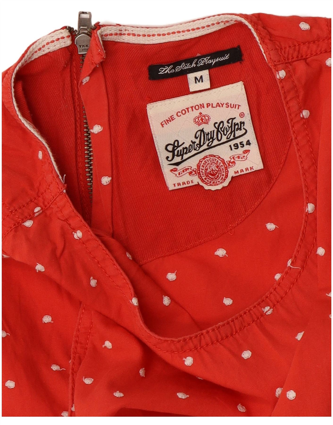 Combi fără mâneci pentru femei Superdry UK 14 Medium Red Spotted