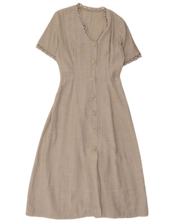 Rochie maxi cu mâneci scurte de epocă pentru femei UK 12 Medium Grey
