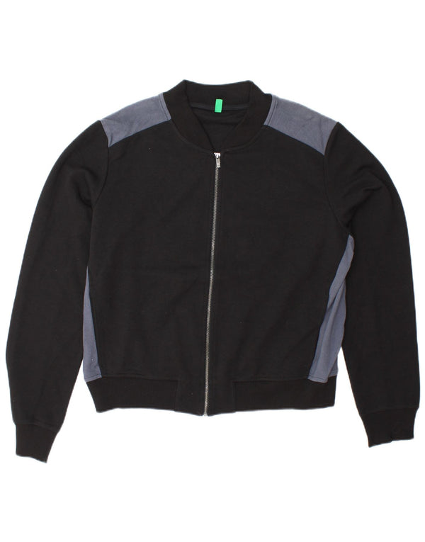 BENETTON Jachetă de trening crop pentru femei UK 16, mare, negru, color block