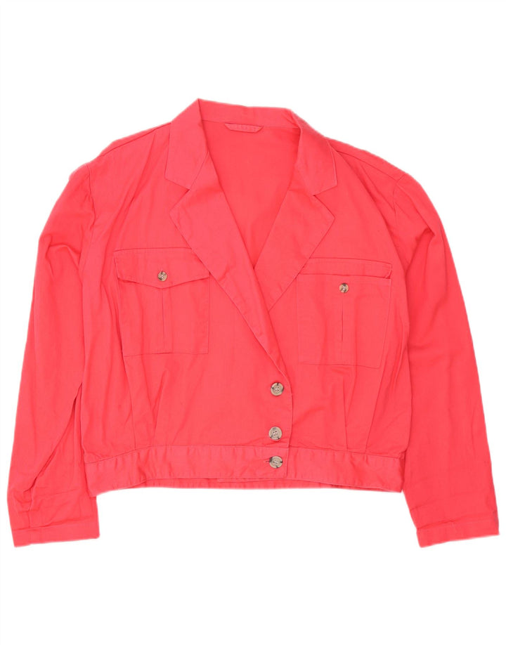 Blazer vintage pentru femei cu 3 nasturi, UK 16, mare, bumbac, roz