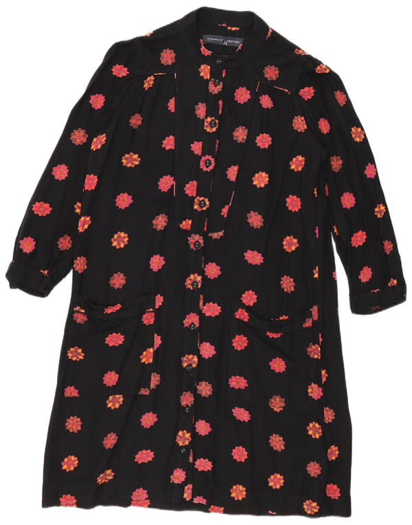 Rochie cămașă pentru femei French Connection cu mâneci 3/4 UK 10 Mic Negru Floral