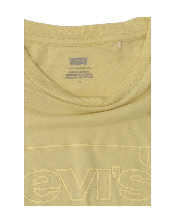 LEVI'S Womens Graphic T-Shirt Top UK 14 Medium Yellow Vintage Levi's and Second-Hand Levi's from Messina Hembry 