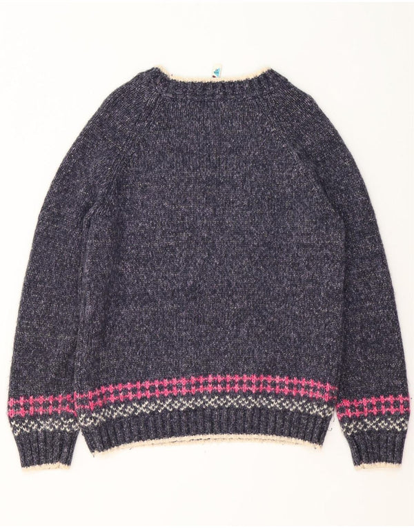 Pulover pentru femei Weird Fish cu gât de barcă UK 12 Medium Bleumarin Fair Isle