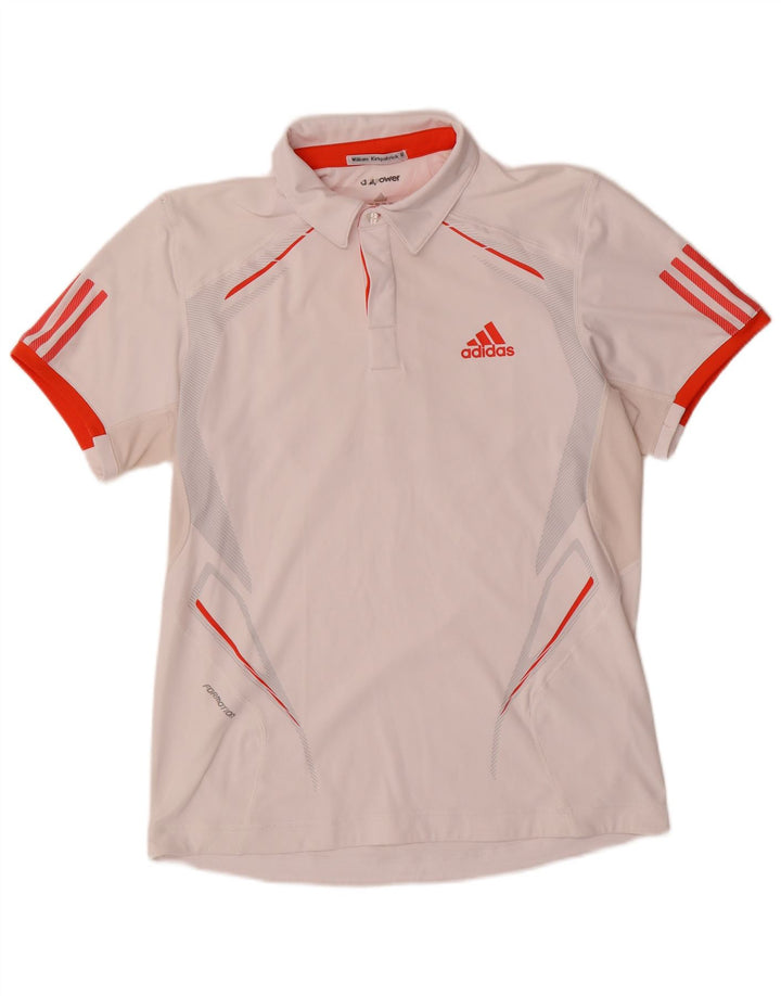 Tricou polo Adidas Climacool pentru bărbați, alb mediu, poliester color bloc