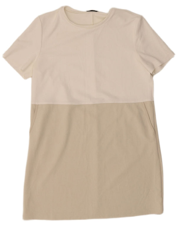 Rochie tricou pentru femei Zara UK 18 XL, alb, bloc de culoare