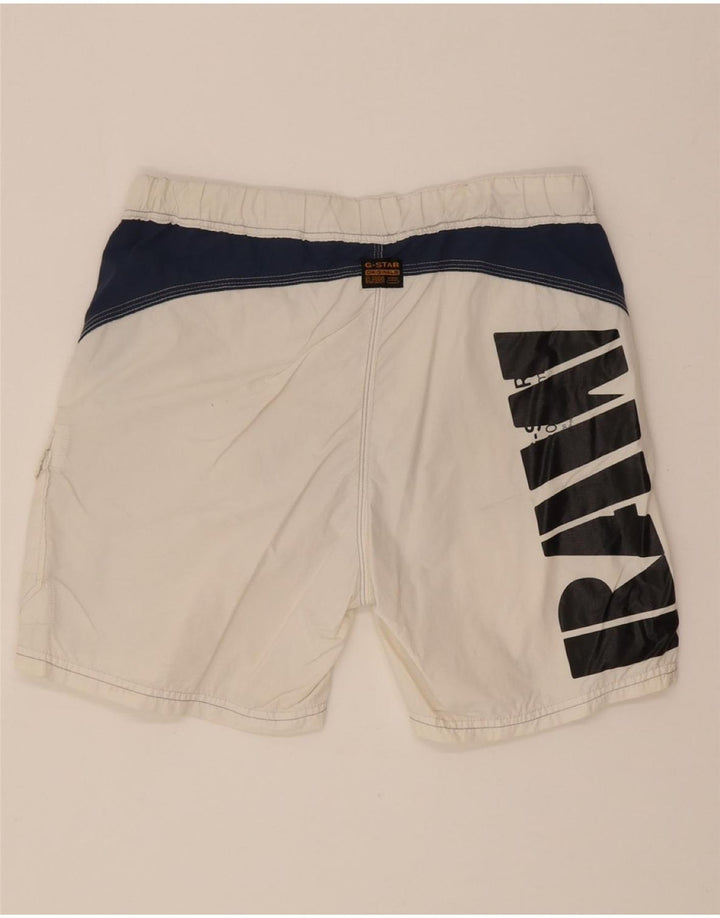 G-STAR Mens Graphic Swimming Shorts Medium  White Colourblock Polyamide Vintage G-Star and Second-Hand G-Star from Messina Hembry 