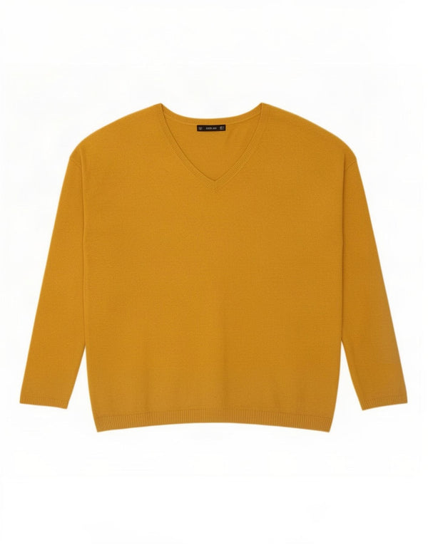 Pulover supradimensionat cu decolteu în V Zara pentru femei UK 10 Mic Galben