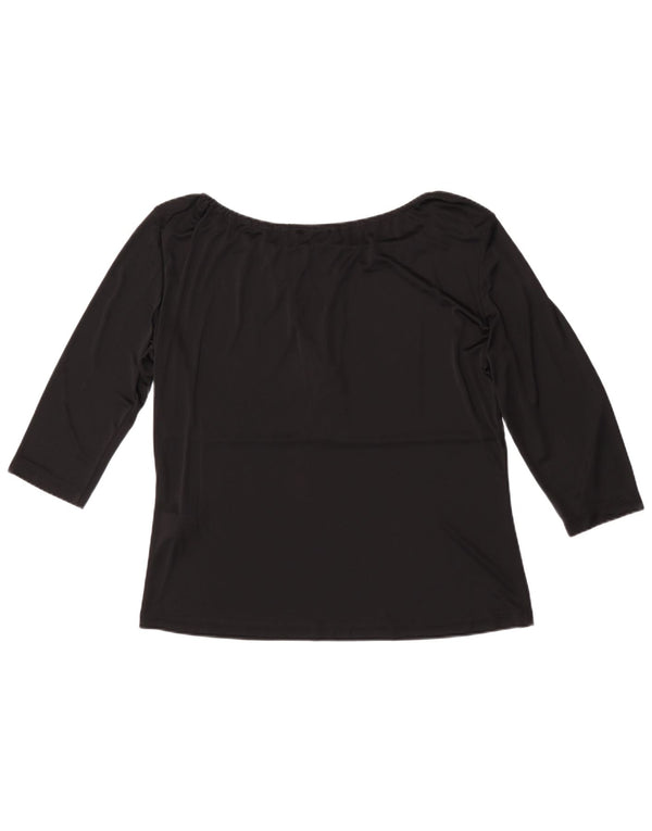 Bluză Perte by Krizia pentru femei cu mâneci 3/4 UK 18 XL Acetat negru