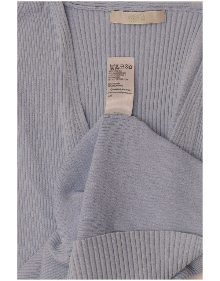 Marks & Spencer pentru femei Crop Tricou Top UK 14 Medium Blue Viscose