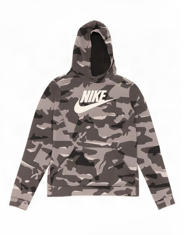 Pulover Nike pentru băieți cu capota grafic 13-14 ani XL bumbac camuflaj gri
