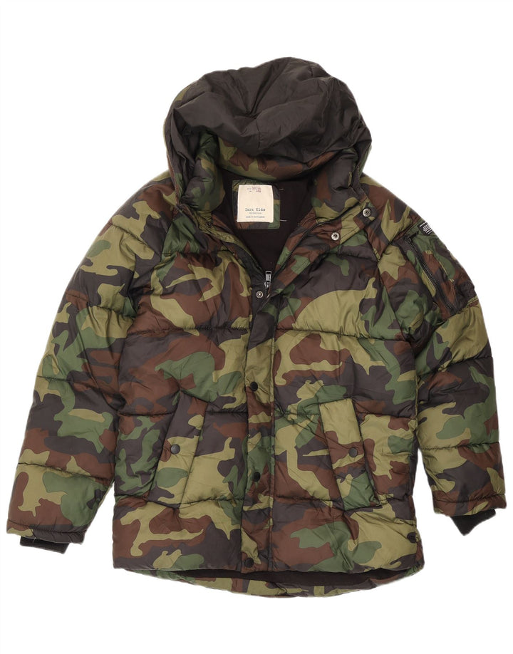 Jachetă căptușită cu glugă pentru băieți Zara 13-14 ani Camuflaj multicolor