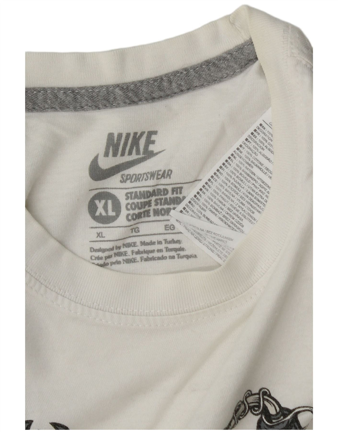 Tricou grafic Nike pentru bărbați, cu tăiere standard, top XL, bumbac alb
