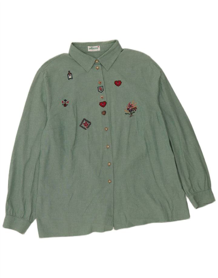 Cămașă Petressa pentru damă, cu tăiere largă, EU 44 XL, bumbac cu flori verde