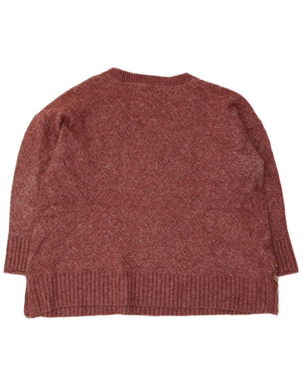 Pulover pentru femei Fat Face cu decolteu în V UK 20 2XL Bordeaux Poliester
