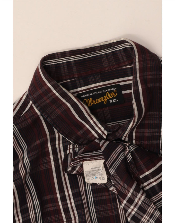 WRANGLER Mens Shirt 2XL Burgundy Check Cotton