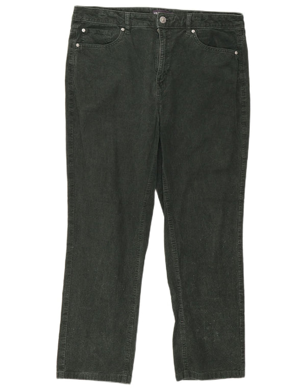 Pantaloni tăiați din velur pentru femei Marks & Spencer UK 14 Large W32 L24 Green