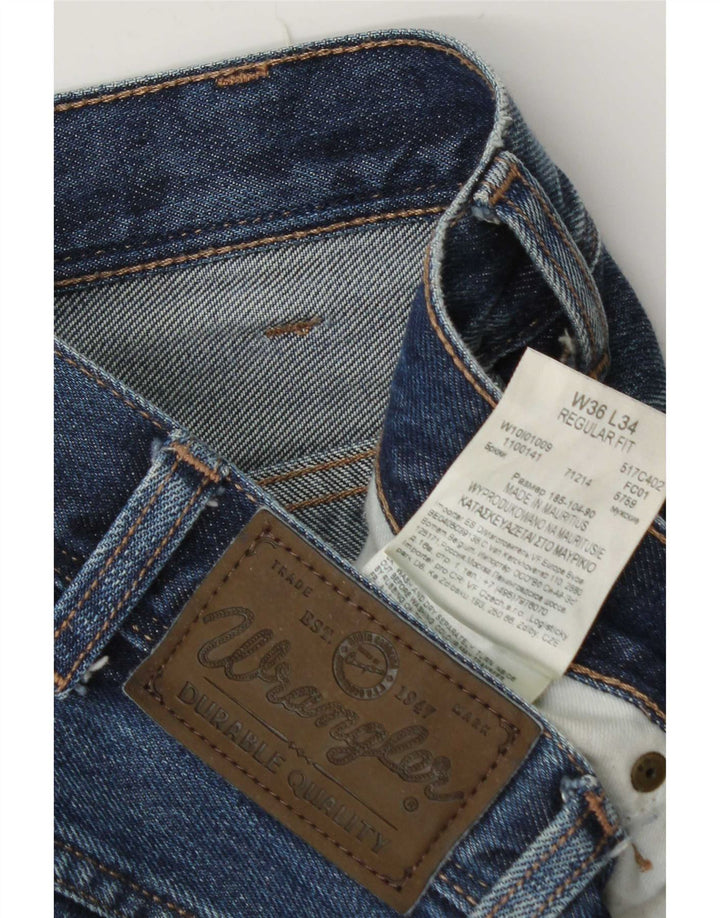 Blugi drepți Wrangler pentru bărbați, cu ajustare normală, W36 L34, bumbac albastru