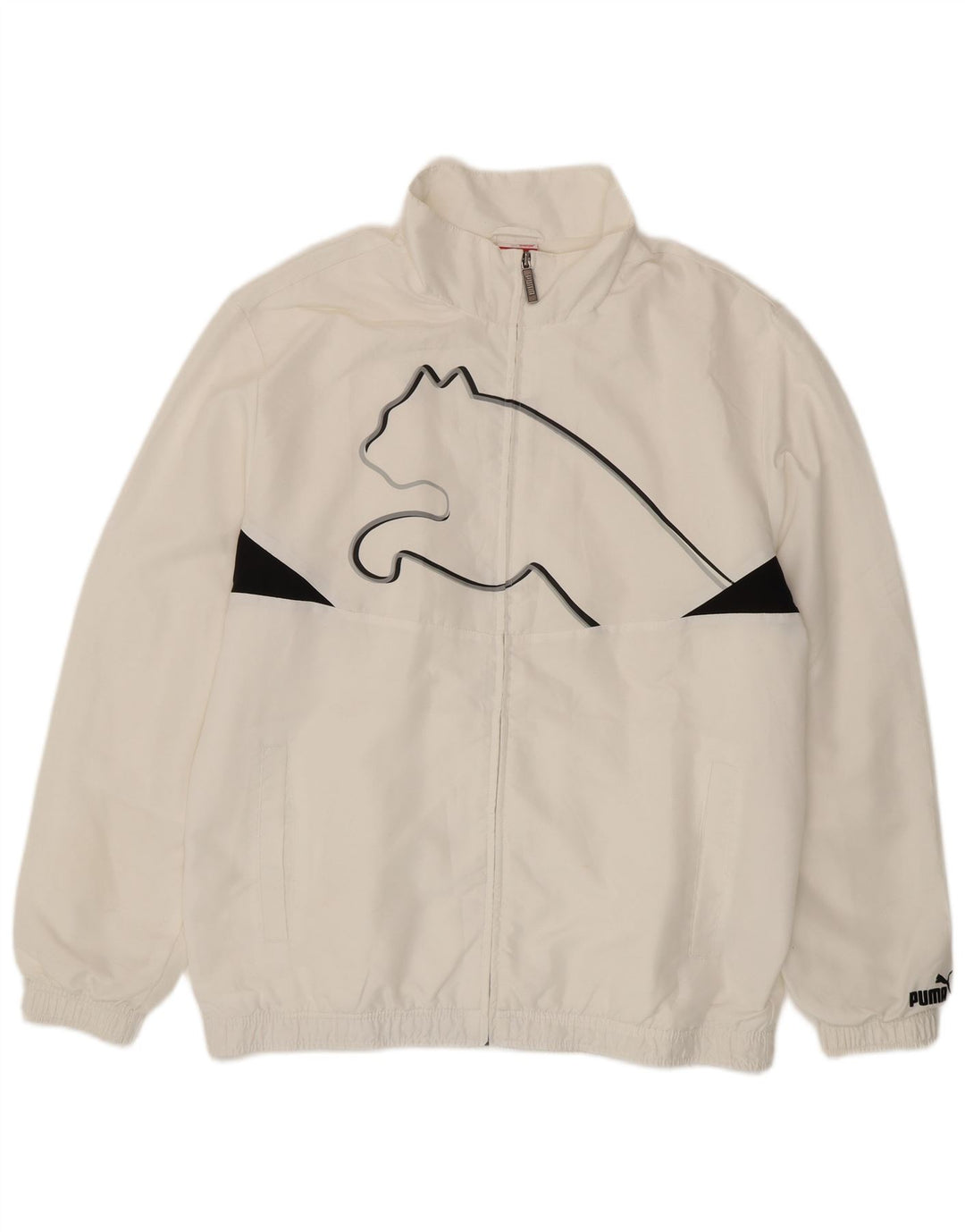 Jachetă de top pentru trening grafic Puma pentru femei, mare, alb, din poliester color bloc