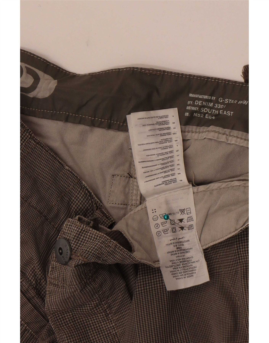 Pantaloni scurti cargo pentru bărbați G-Star W34, bumbac cu carouri, gri mari