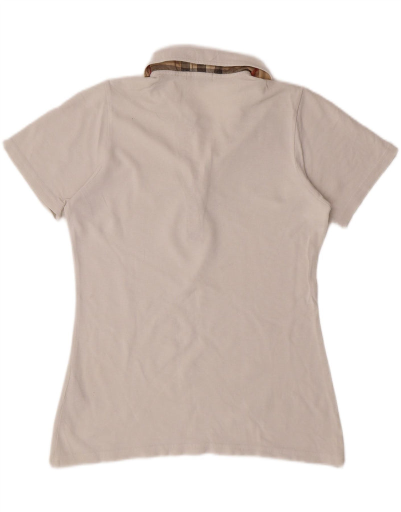 BURBERRY Womens Polo Shirt UK 12 Medium White Cotton Vintage Burberry and Second-Hand Burberry from Messina Hembry 