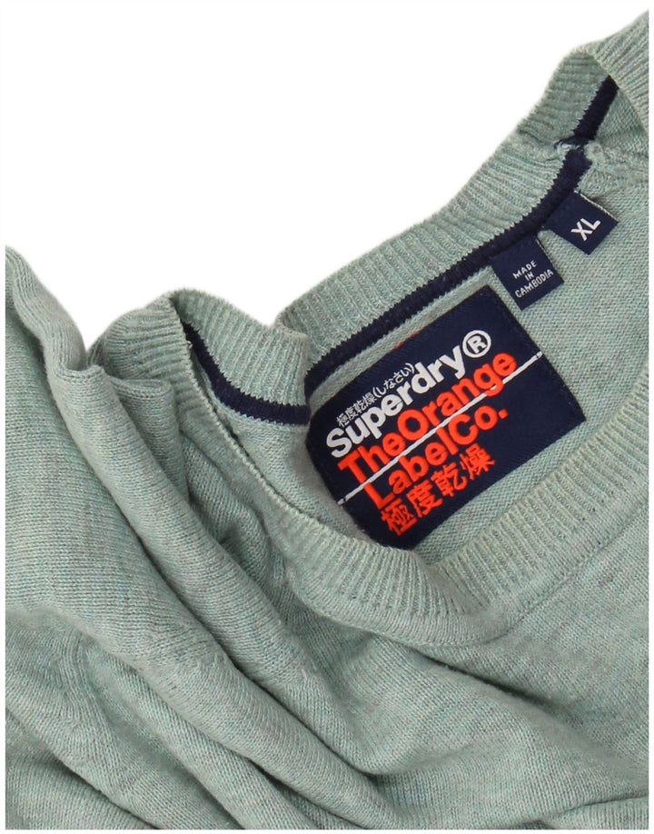 Pulover pentru bărbați SUPERDRY cu decolteu triplu, XL, verde pătat