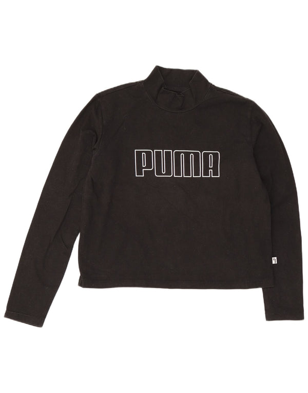 Puma Crop Graphic Top pentru femei cu mânecă lungă UK 12 Medium Black