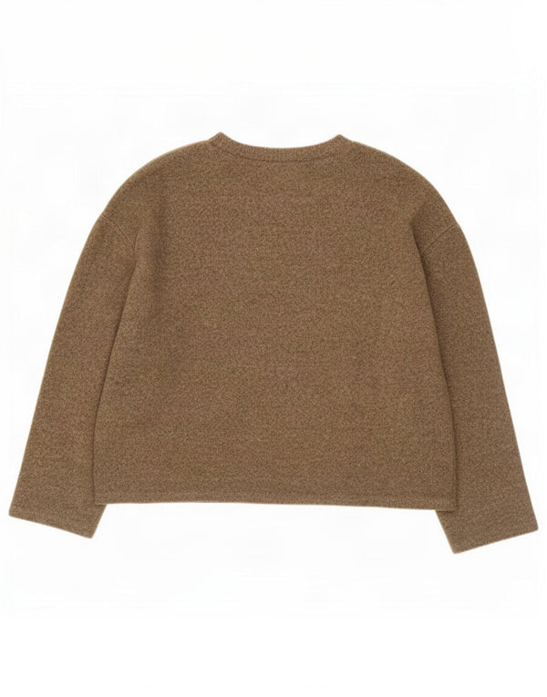 Top supradimensionat pentru femei Zara, cu mâneci 3/4 UK 16, mare, maro, bumbac cu pete