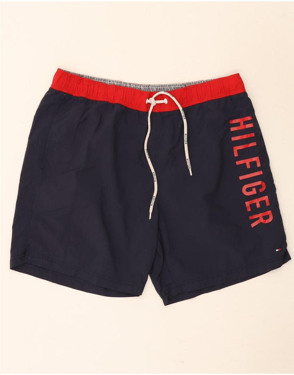 Pantaloni scurți de înot grafic pentru bărbați Tommy Hilfiger XL, bleumarin, color block