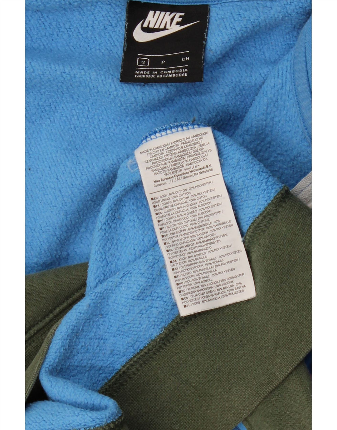 Pulover NIKE pentru bărbați, cu glugă, cu fermoar, din bumbac color-block, albastru