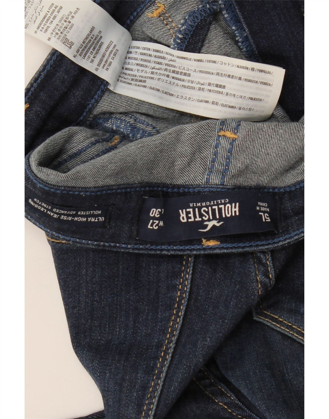 Blugi skinny pentru femei cu talie înaltă HOLLISTER US 5 Small W27 L30 bleumarin
