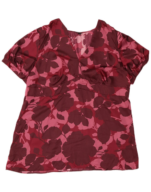 Bluză pentru femei MOSSIMO Top US 28 5XL Burgundy Floral Poliester