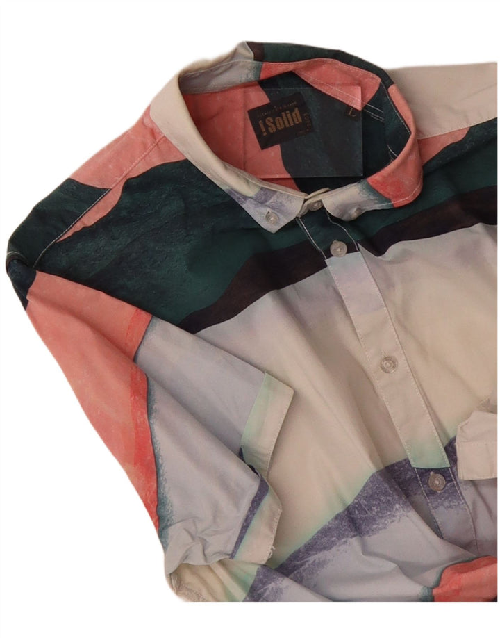 VINTAGE Mens Short Sleeve Shirt Large Multicoloured Striped