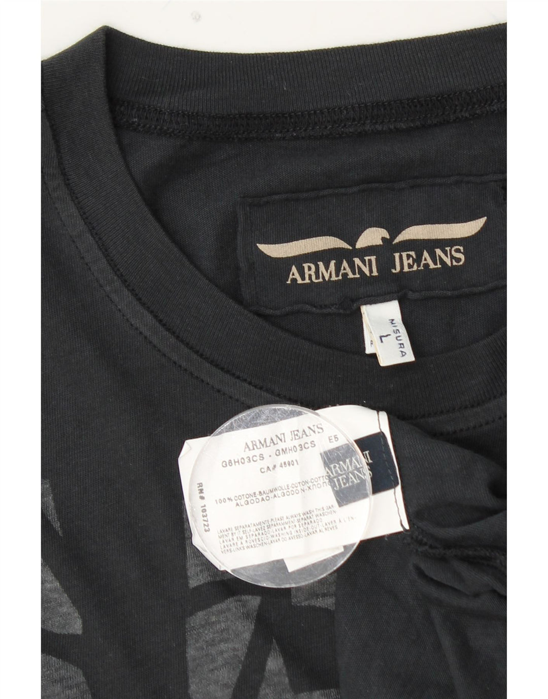 ARMANI JEANS Tricou grafic pentru bărbați Top mare bumbac negru