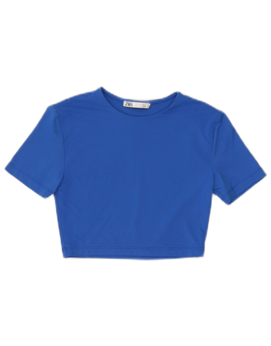 Tricou Crop pentru femei Zara UK 8 Small Blue