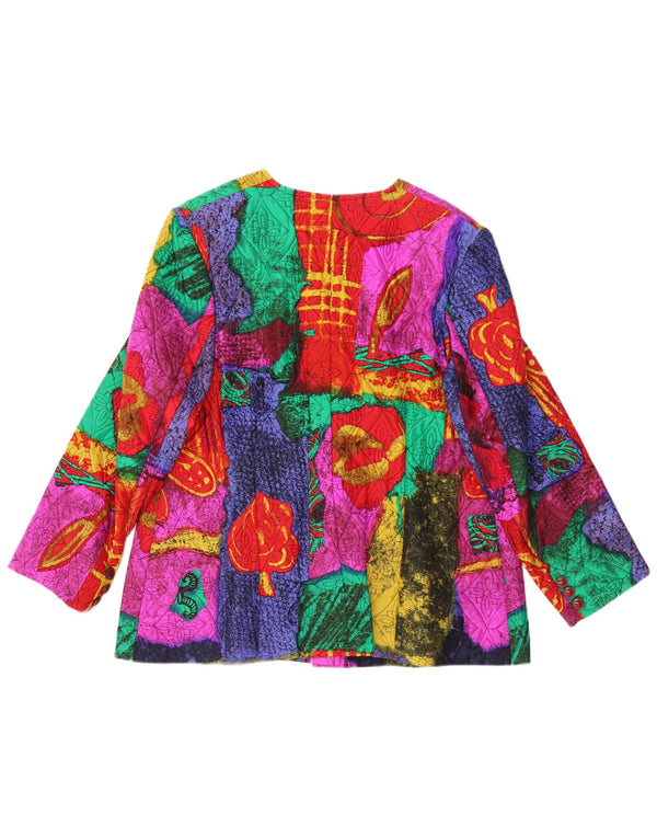 VINTAGE Jachetă Blazer pentru femei cu 5 nasturi UK 14 Medium Multicolor Floral