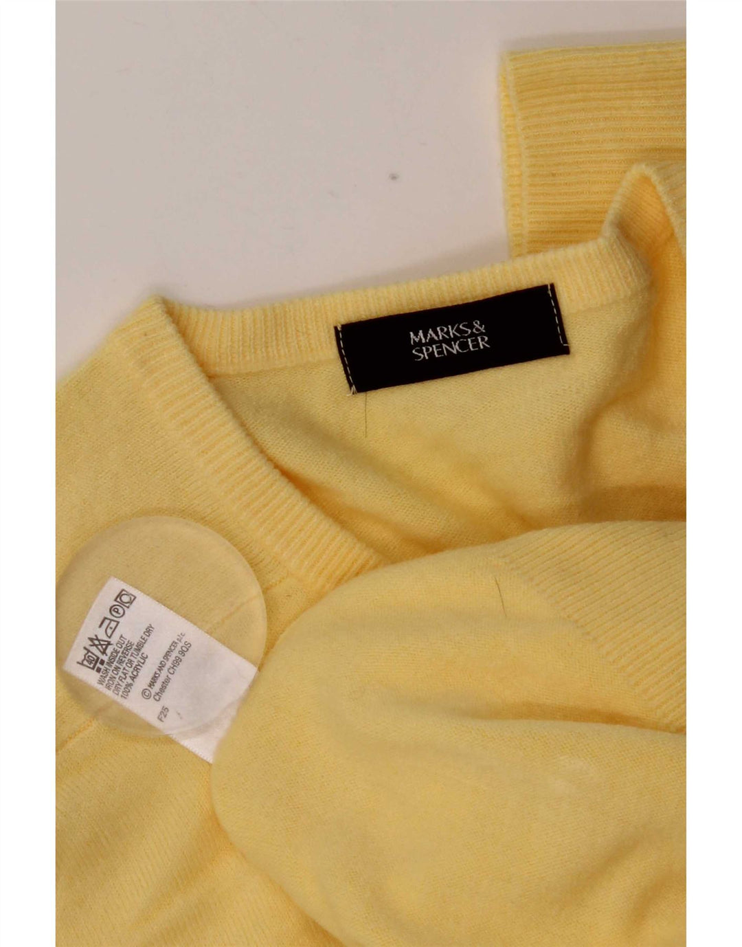 Pulover pentru bărbați Marks & Spencer, cu decolteu în V, galben mediu acrilic
