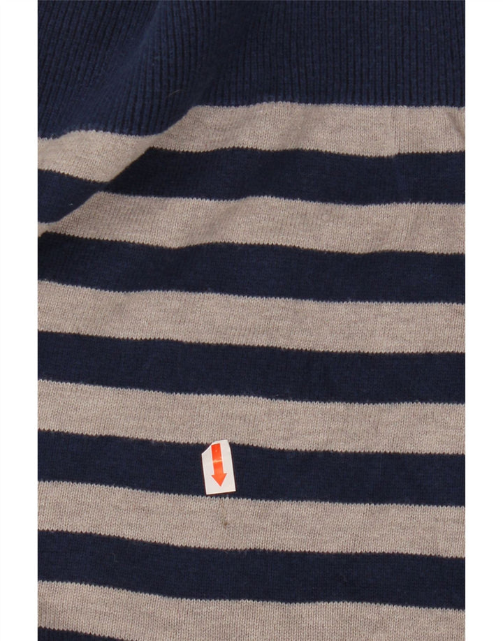 Pulover cu decolteu în V ADIDAS pentru bărbați, bumbac cu dungi, albastru bleumarin