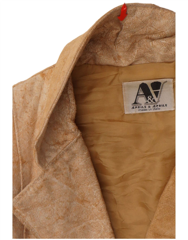 Jacheta de piele intoarsa pentru femei VINTAGE UK 12 Medium Beige Piele