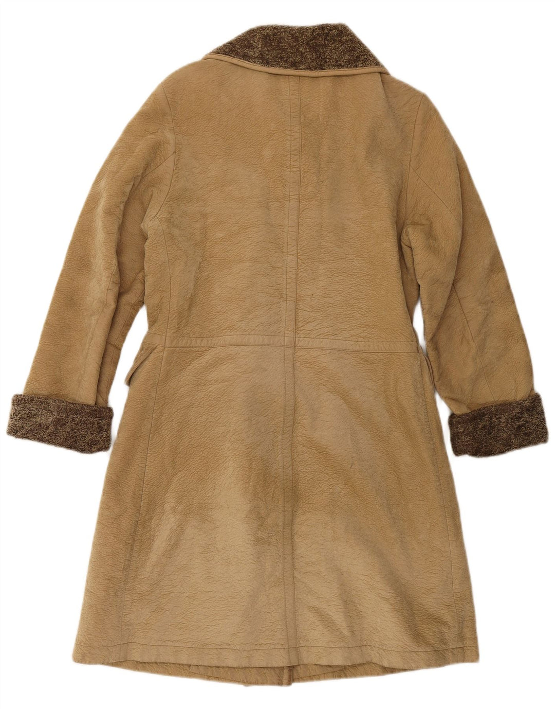 VINTAGE Palton din piele dublu pentru femei UK 6 XS Maro Colorblock