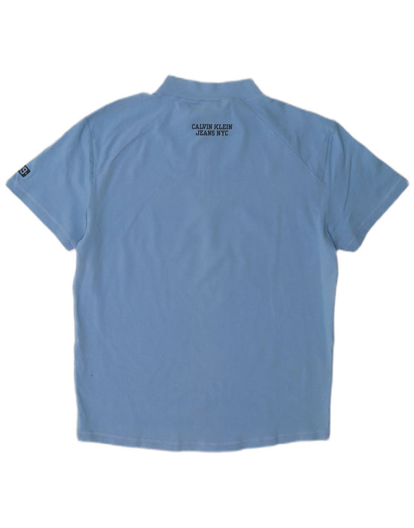 Tricou pentru femei Calvin Klein Jeans, cu fermoar și gât, UK 20 2XL, bumbac, albastru