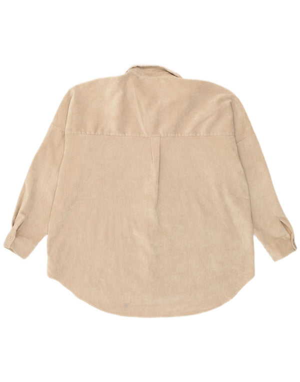 Cămașă oversize din velur pentru femei Zara UK 16 Large Bej