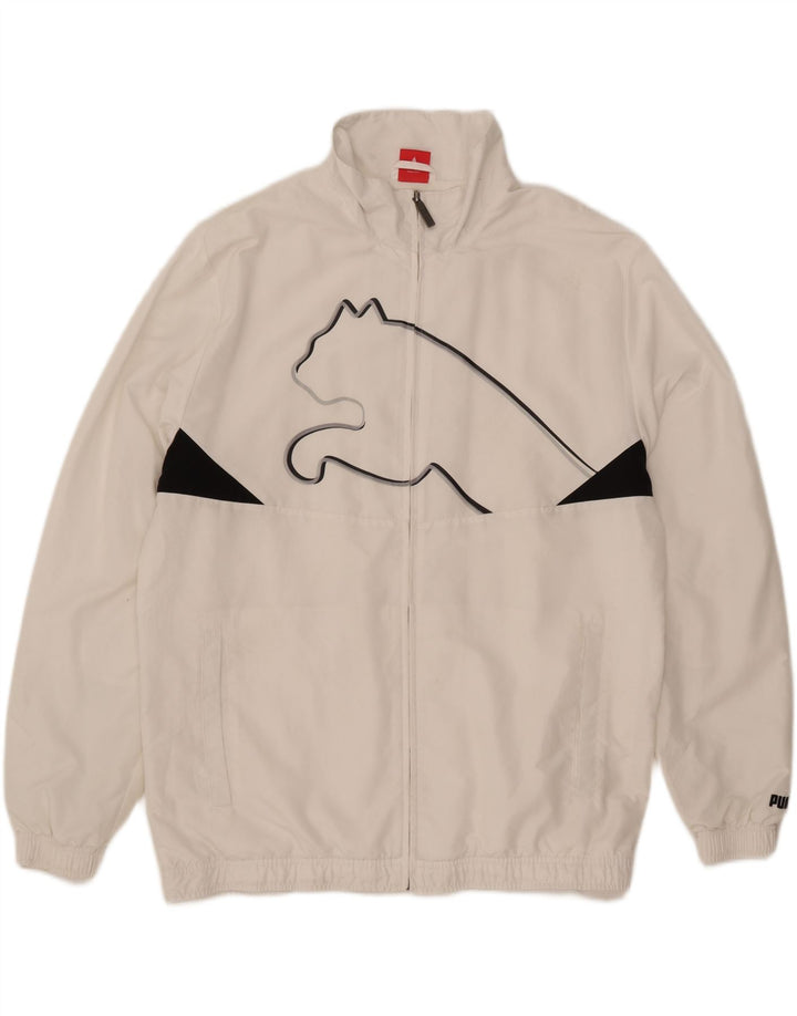 PUMA Mens Graphic Tracksuit Top Jacket XL White Colourblock Polyester Vintage Puma and Second-Hand Puma from Messina Hembry 