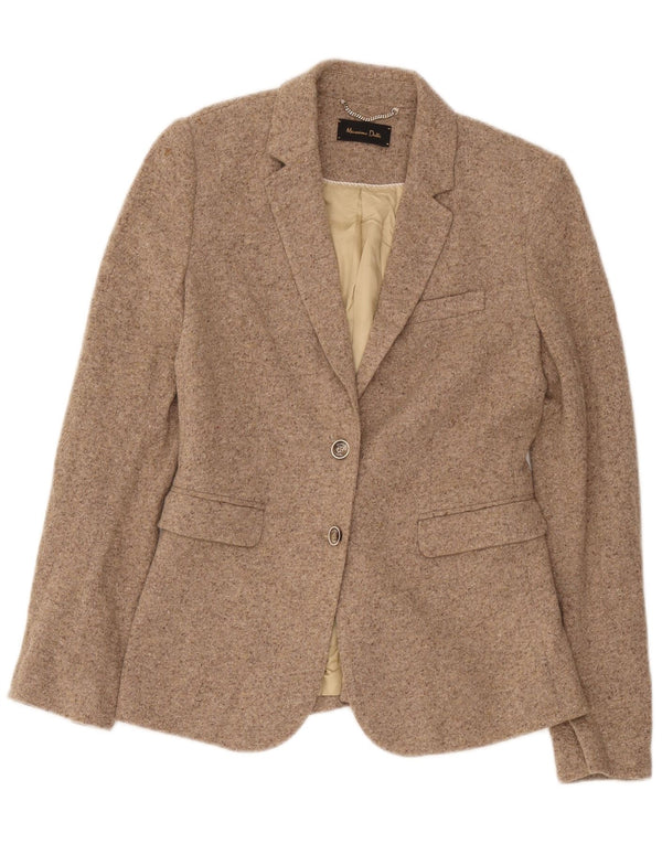 Massimo Dutti Jachetă Blazer Femei cu 2 nasturi EU 38 Mic Bej Lână cu pete