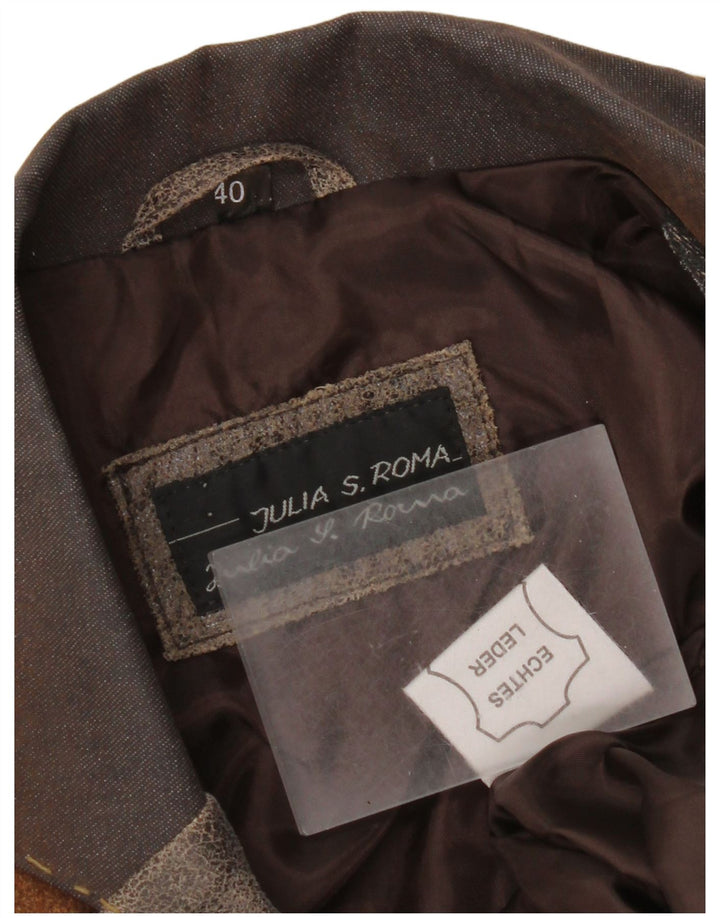 Julia S. Roma Jachetă Blazer pentru Femei cu 3 Nasturi EU 40 Maro Mediu Patchwork