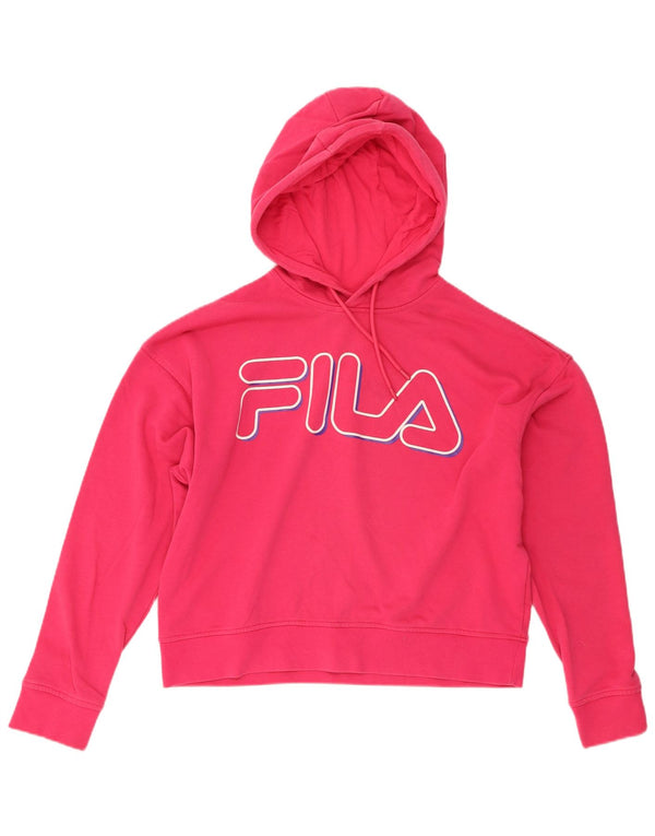 Jumper Fila Crop Graphic Oversized Hoodie pentru femei UK 6 XS Bumbac roz