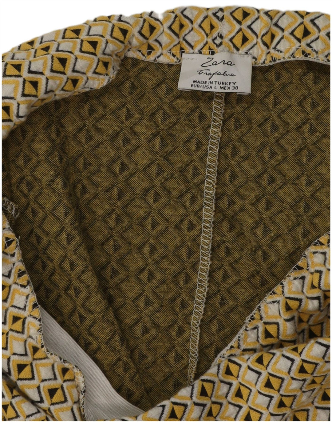 Fusta creion pentru femei Zara, mare W30, galben geometric