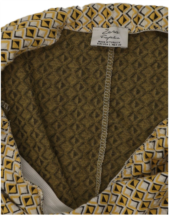 Fusta creion pentru femei Zara, mare W30, galben geometric