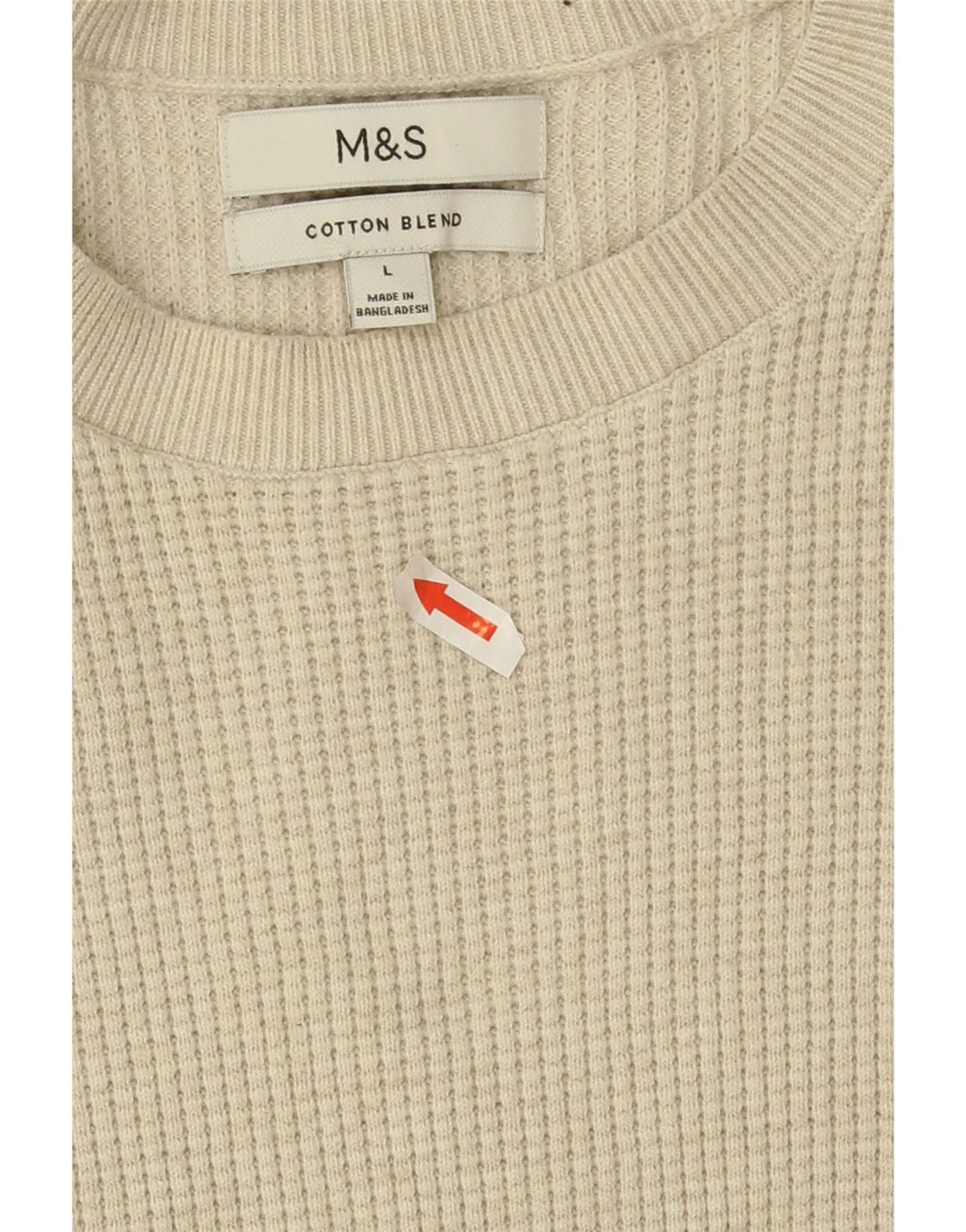 Pulover pentru bărbați Marks & Spencer cu gât roșu din poliester mare, bej
