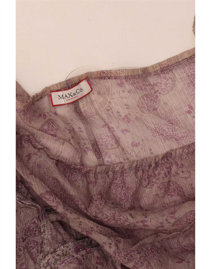 Max & Co. Top pentru femei cu mânecă lungă, cu umeri, UK 12, violet mediu, floral