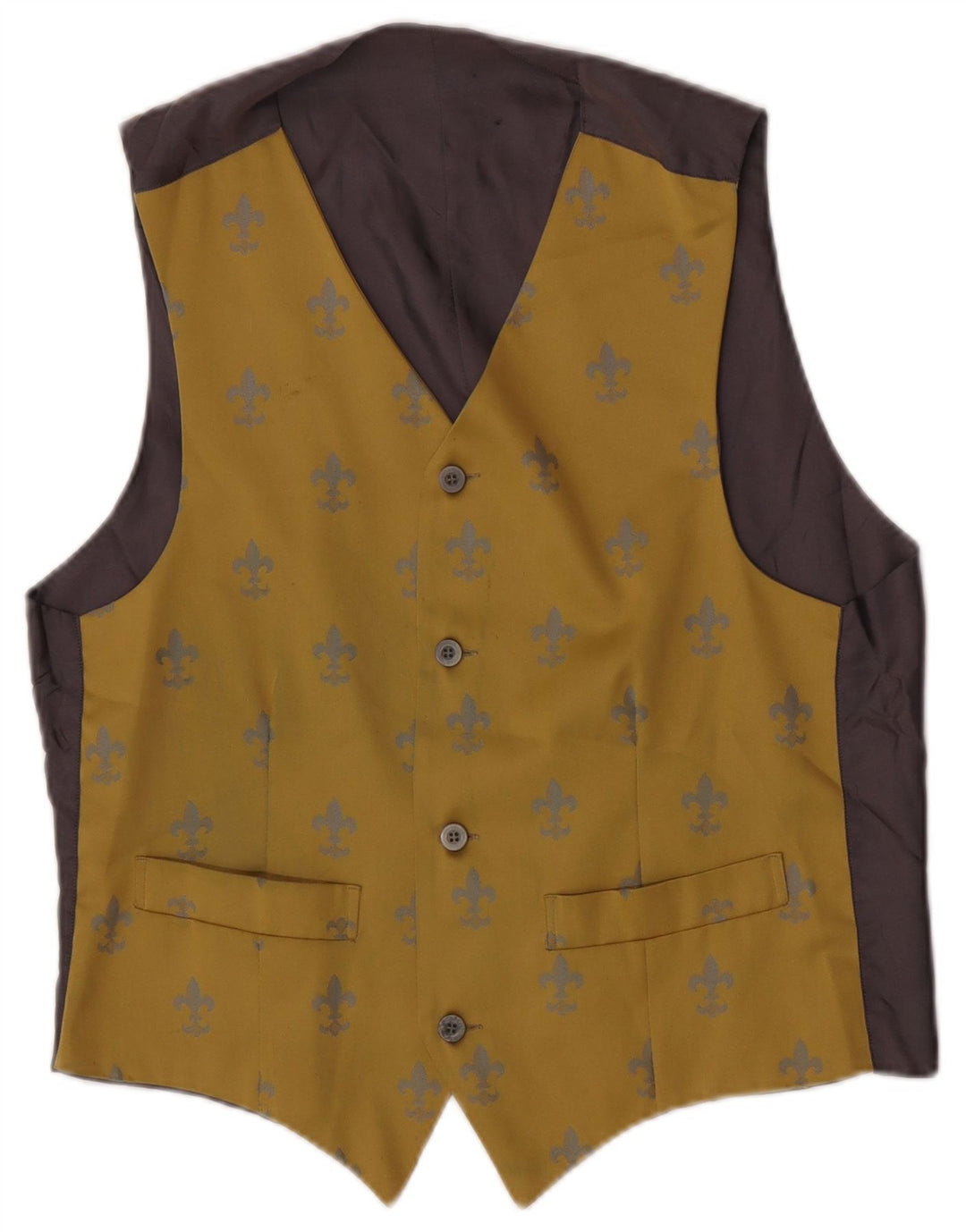 Vestă vintage pentru bărbați cu model abstract, galben mediu ikat
